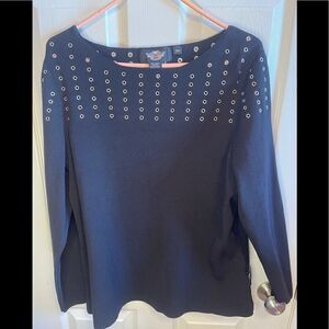 Harley-Davidson black and silver grommet long sleeved top sz 2W